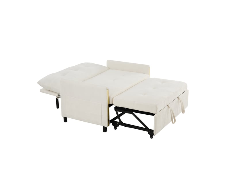  Canapé convertible 2 places 3-en-1 en chenille beige clair, 125x83x93 cm  - Conforama D