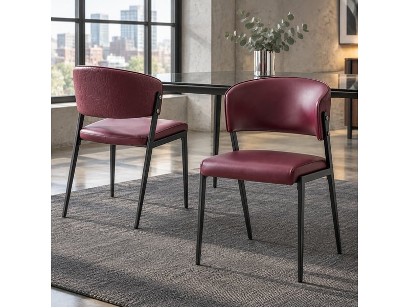  Lot de 2 chaises de salle à manger,51x49x78 cm,similicuir,rouge  - Conforama B