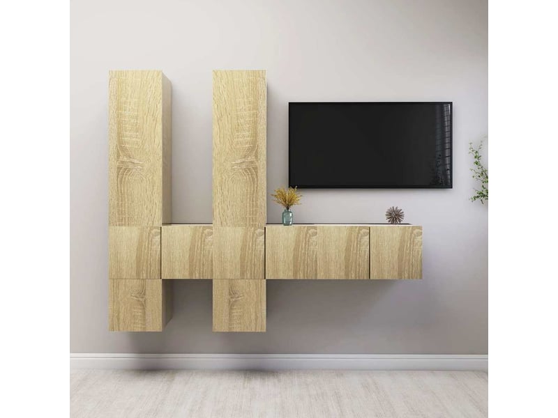  Ensemble de meubles tv - banc tv - meuble de rangement 7 pcs chêne sonoma bois d'ingénierie  - Conforama B