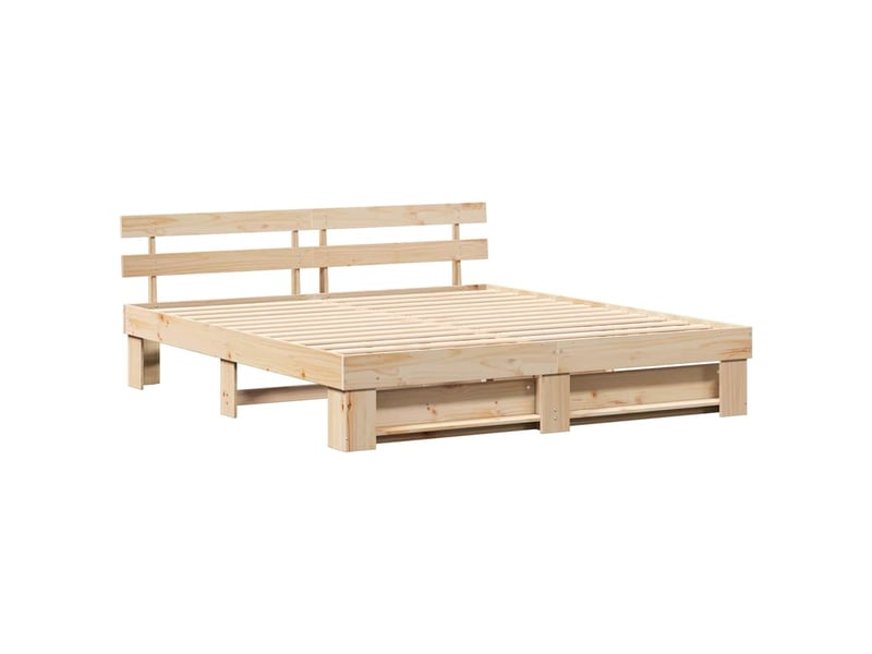 Lit double- lit adulte - cadre de lit avec tête de lit marron 200 x 200 cm pin massif - Conforama C