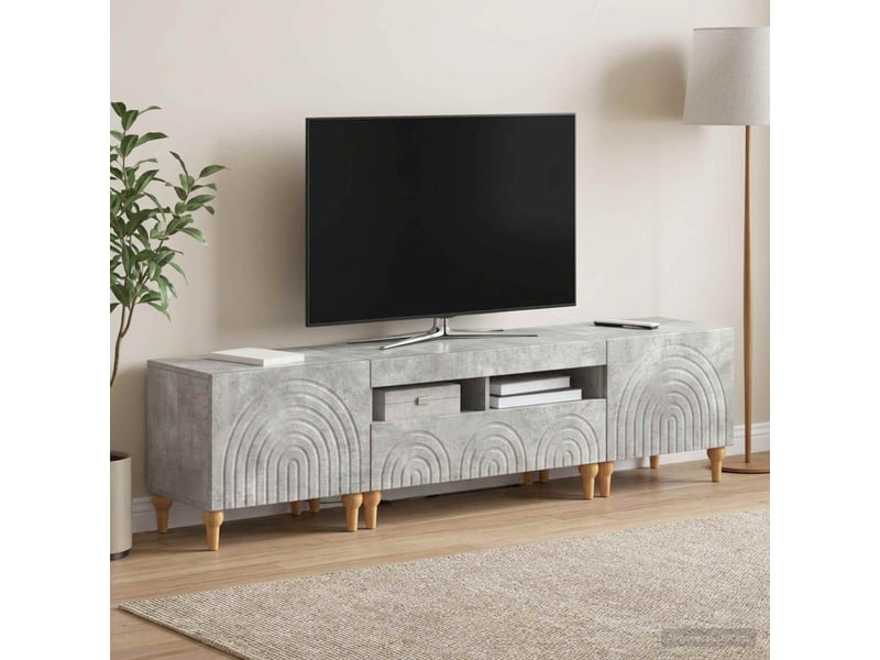 Ensemble de 3 meubles tv led gris béton bois d'ingénierie shl72342  - Conforama B