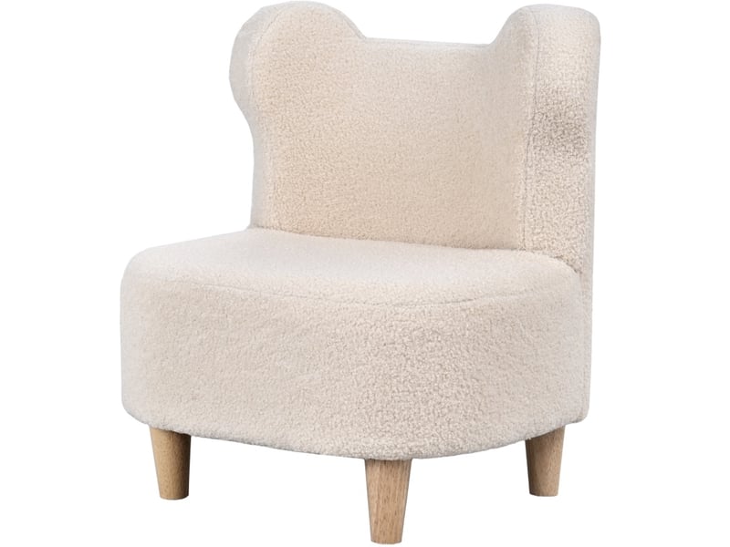  Fauteuil enfant 47 x 43 x 53 cm beige, tissu peluche et pieds en bois, oreilles d'ours, accoudoirs  - Conforama A