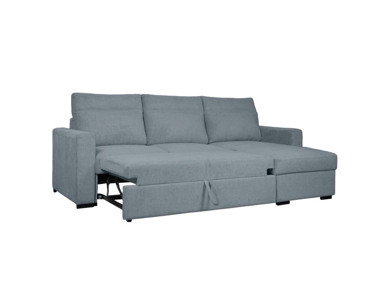  Canapé d'angle réversible solaro convertible avec coffre en tissu - bleu acier SOLARO - Conforama B