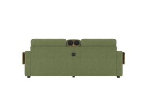 Canapé droit convertible WISHDOR 2 places Tissu vert avec coffre de rangement