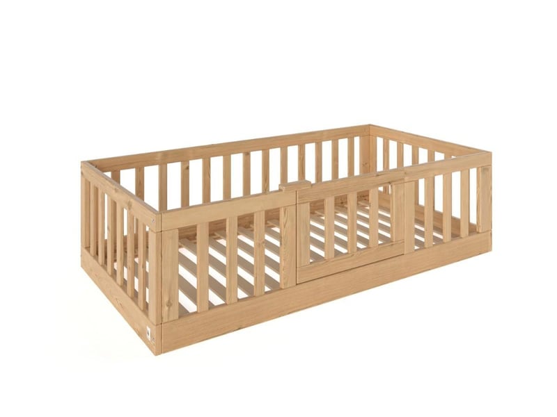  Yappycasa - lit au sol avec portillon 160x80 cm - naturel 4754010385577 - Conforama D