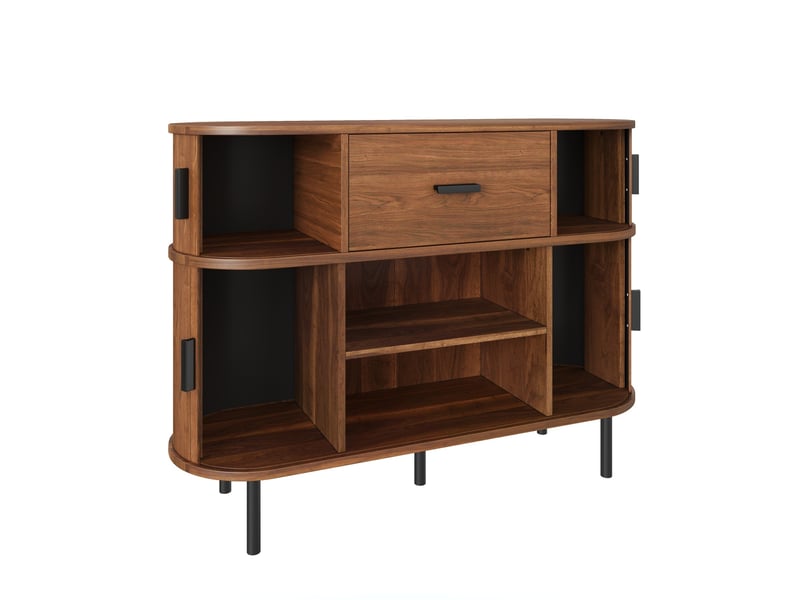  Buffet noyer, rangement, portes coulissantes, design moderne, gain de place, fonctionnel - 110x35x81.5cm - salon et salle à manger  - Conforama C