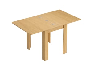 Table de salle à manger extensible pour 4 à 6 personnes avec plateau pliant et rails en acier compacte en bois naturel clair