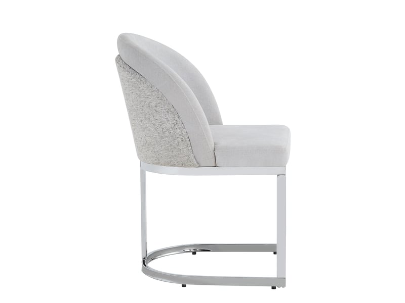  Lot de 2 chaises de salle à manger en tissu chenille gris clair, pieds argentés N634P448063G - Conforama B