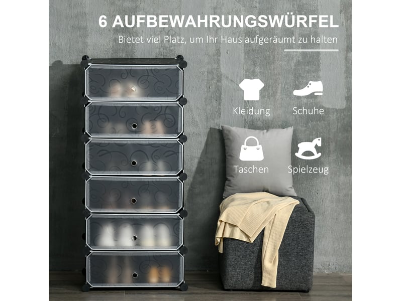  Range-chaussures modulaire 49 x 36,5 x 108 cm noir et blanc en plastique, pour 6 paires avec structure empilable  - Conforama B