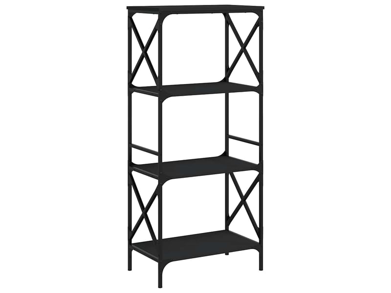  Bibliothèque à 4 niveaux, armoire à livres noir 59x35x132 cm bois d'ingénierie  - Conforama A