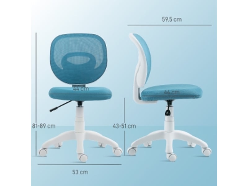 Chaise de bureau ergonomique pivotante 360° à hauteur réglable - lpospi - dossier en c respirant, plastique - bleu  - Conforama D