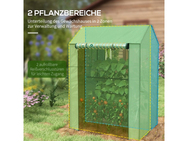  Serre de jardin - vert - porte enroulable - résistant aux intempéries - acier - deux espaces 100x80x150cm - Conforama D