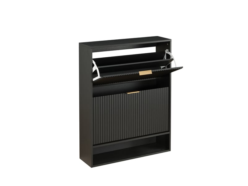  Meuble à chaussures 80x24x102 cm, armoire chaussures entrée, range-chaussures, meuble couloir, gain de place, mdf noir  - Conforama A