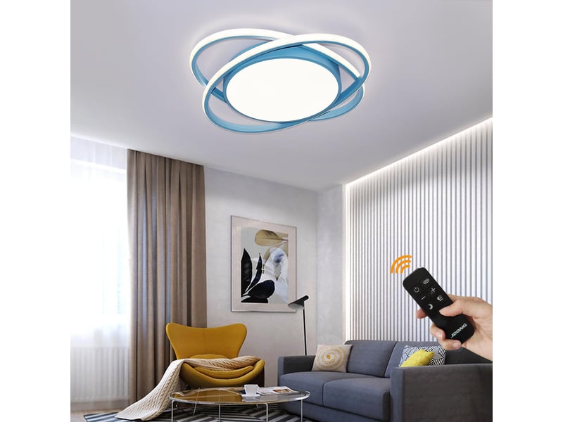  Plafonnier led bleu 54 w pour chambre d'enfant – intensité variable avec télécommande, température de couleur réglable, ø 52 cm  - Conforama B