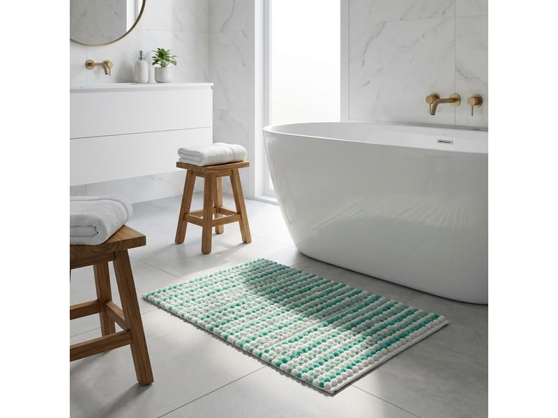  Tapis de bain antidérapant en coton et polyester cloud - vert foncé  - Conforama B
