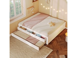 Lit avec rangement 140x200 cm <strong>MODERNLUXE</strong> <strong></strong> coloris blanc