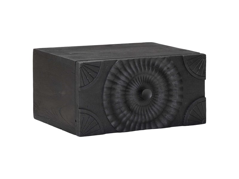  Table de chevet faite main noir 40 x 30 x 20 cm  - Conforama C