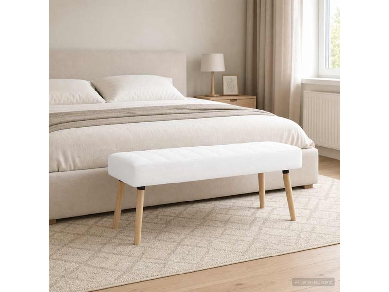  Banc chambre, banc de lit, banc capitonné canal blanc 110x40x46 cm tissu  - Conforama D