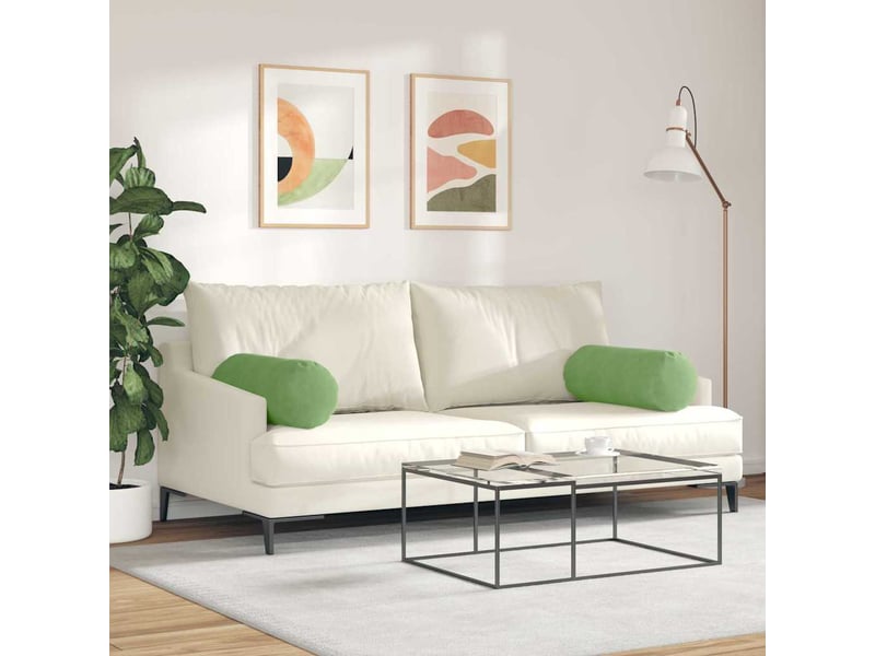  Lot de 2 coussins d'accent, coussins décoratifs, coussins lombaires vert clair ø 25 x 70 cm cf56753  - Conforama D