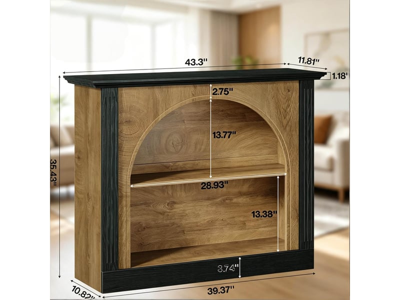  Console 3 niveaux 110x30x90 cm noire et bois rustique avec rangement  - Conforama C