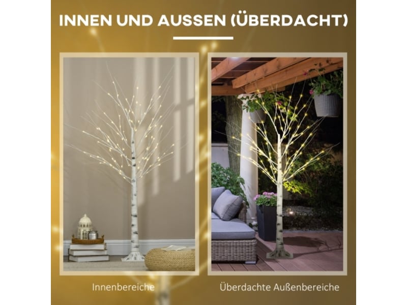  Bouleau artificiel led, branches flexibles, plastique et métal blanc, 150 cm, décoration lumineuse  - Conforama D