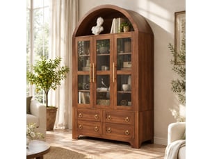 Buffet 3 porte(s)  4 tiroir(s) <strong>BEAOK</strong> <strong></strong> - 110 cm coloris bois foncé 