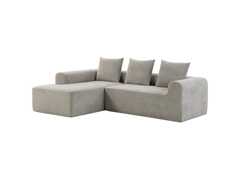  Canapé d'angle 3 places aosenyunzhou en chenille avec méridienne et assise profonde gris clair 242 cm T1003-01-19759 - Conforama A