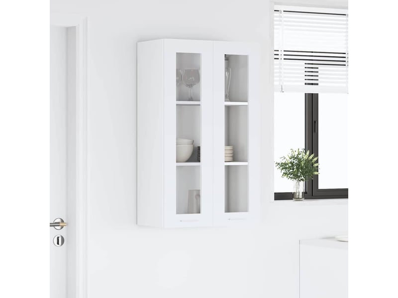 Meuble de rangement cuisine, armoire suspendue blanc 60x31x100cm bois d'ingénierie shl5908 - Conforama D