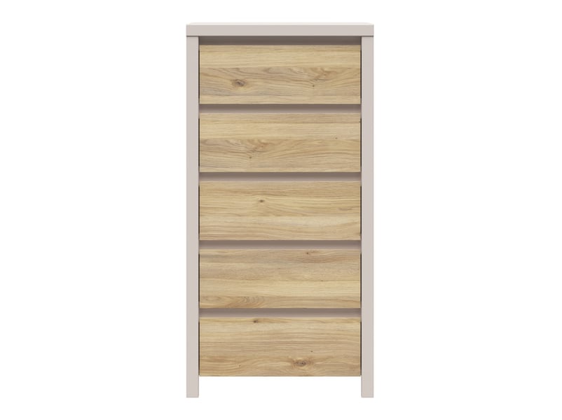  Chiffonnier 5 tiroirs meuble de rangement coloris cachemirechêne mauvella - longueur 56 x profondeur 40,5 x hauteur 112,5 cm  - Conforama D