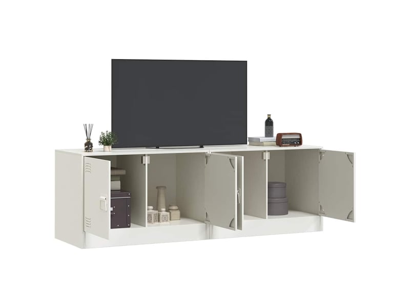  Lot de 2 meuble tv bas salon blanc 67x39x44 cm acier shl67403  - Conforama C