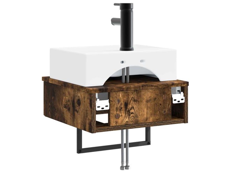  Basin de lavage mural, lavabo chêne fumé 40x41x39 cm  - Conforama E