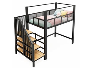 Lit mezzanine 90x200 cm <strong>HAVRYA</strong> <strong></strong> coloris noir
