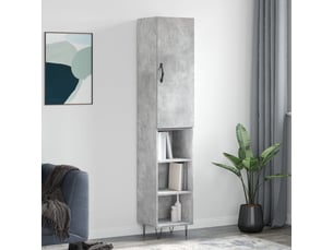 Buffet haut - bahut - meuble de rangement gris béton 34,5x34x180 cm bois d'ingénierie