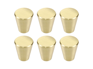 Jeu de 10 poignées de meuble en laiton brossé (coniques), boutons dorés pour tiroirs, armoires, salles de bain et cuisines