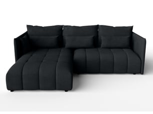 Canapé d'angle réversible convertible <strong>AX LIVING </strong> <strong>Gaziante</strong> 4 places Velours noir avec coffre de rangement