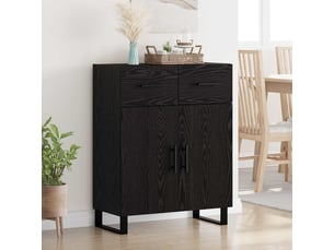Buffet - bahut - meuble de rangement chêne noir 69,5 x 34 x 90 cm bois d'ingénierie