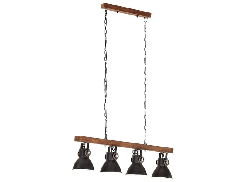  Plafonnier industriel, lampe plafond noir e27 bois de manguier  - Conforama A