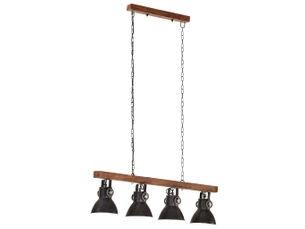 Plafonnier industriel, lampe plafond noir e27 bois de manguier