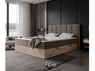 Lit coffre 120x200cm <strong>IDOHOME</strong>  <strong>LAVIO II</strong> coloris marron