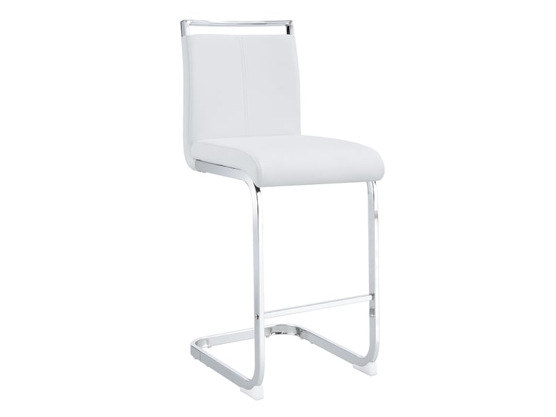  Tabourets de bar 2 pièces en pu blanc pieds métal argenté cravdom  - Conforama A