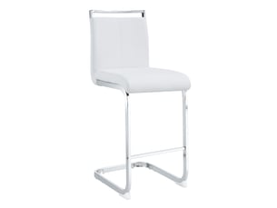 Tabourets de bar 2 pièces en pu blanc pieds métal argenté cravdom