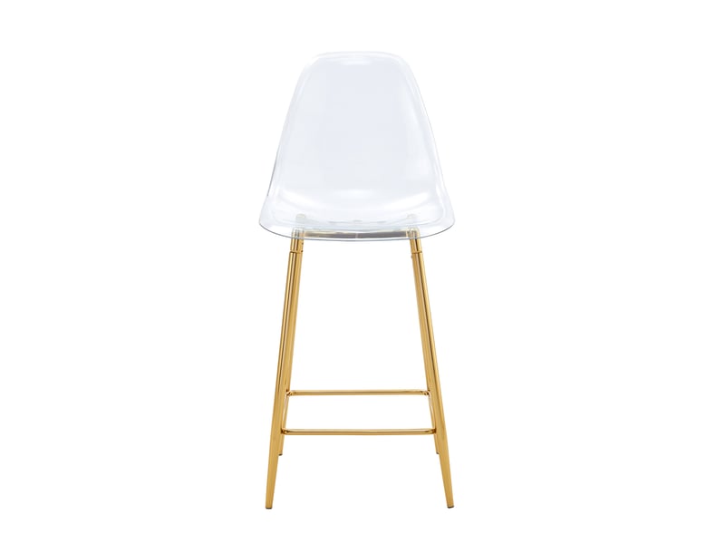  Lot de 2 tabourets de bar,avec piètement métal doré,plastique,transparent  - Conforama D