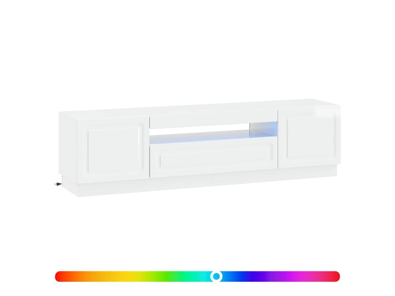  Meuble tv - banc tv - meuble de rangement led blanc brillant bois d'ingénierie  - Conforama C