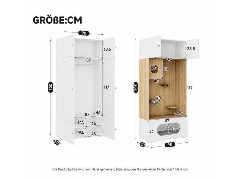 Ensemble de rangement 270x50x200 cm avec penderie et 11 compartiments en panneau de particules blanc et aspect bois - Conforama C