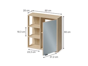 Vicco armoire de toilette, chêne, 60x60cm