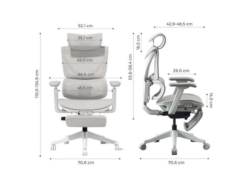  Chaise de bureau ergonomique grise en maille, réglable par trois boutons, avec soutien lombaire respirant  - Conforama C