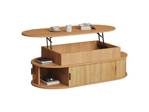Table basse ovale coloris bois clair <strong>MERAX</strong> <strong></strong> - 50 cmx100 cm