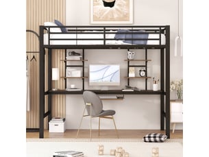 Lit mezzanine 90x200 cm <strong></strong>  <strong></strong> coloris noir