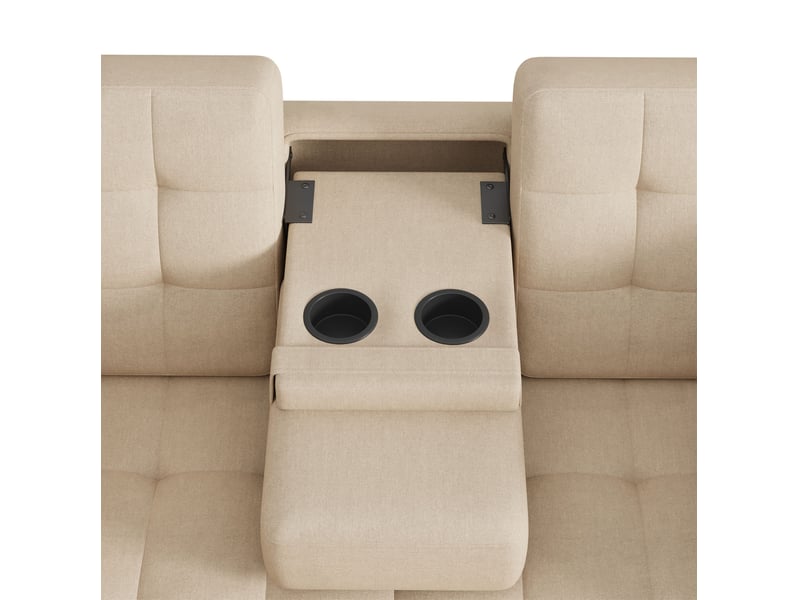 Canapé droit convertible 2 places beige avec rangement et dossier réglable, idéal pour petits espaces - Conforama D