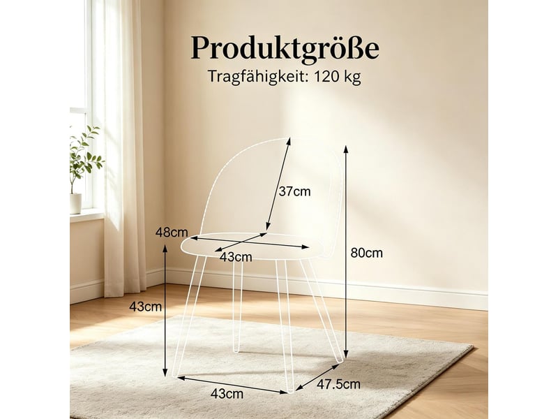  Chaise de cuisine chaise usage multifonction dossier incurvé style moderne ensemble de 6 chaises  - Conforama C